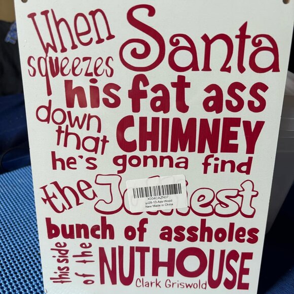 When Santa Squeezes ...Wood sign new and sealed ⭐2 for 15⭐ - Picture 1 of 2